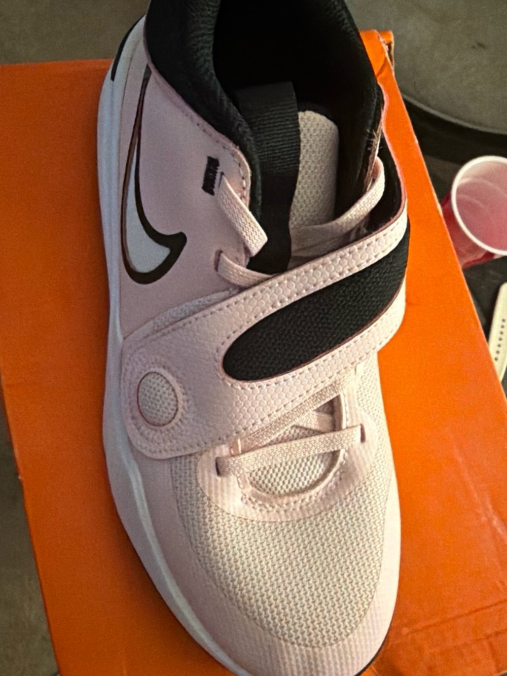 Nike Kids Pink and Black Hook-and-Loop Sneakers
